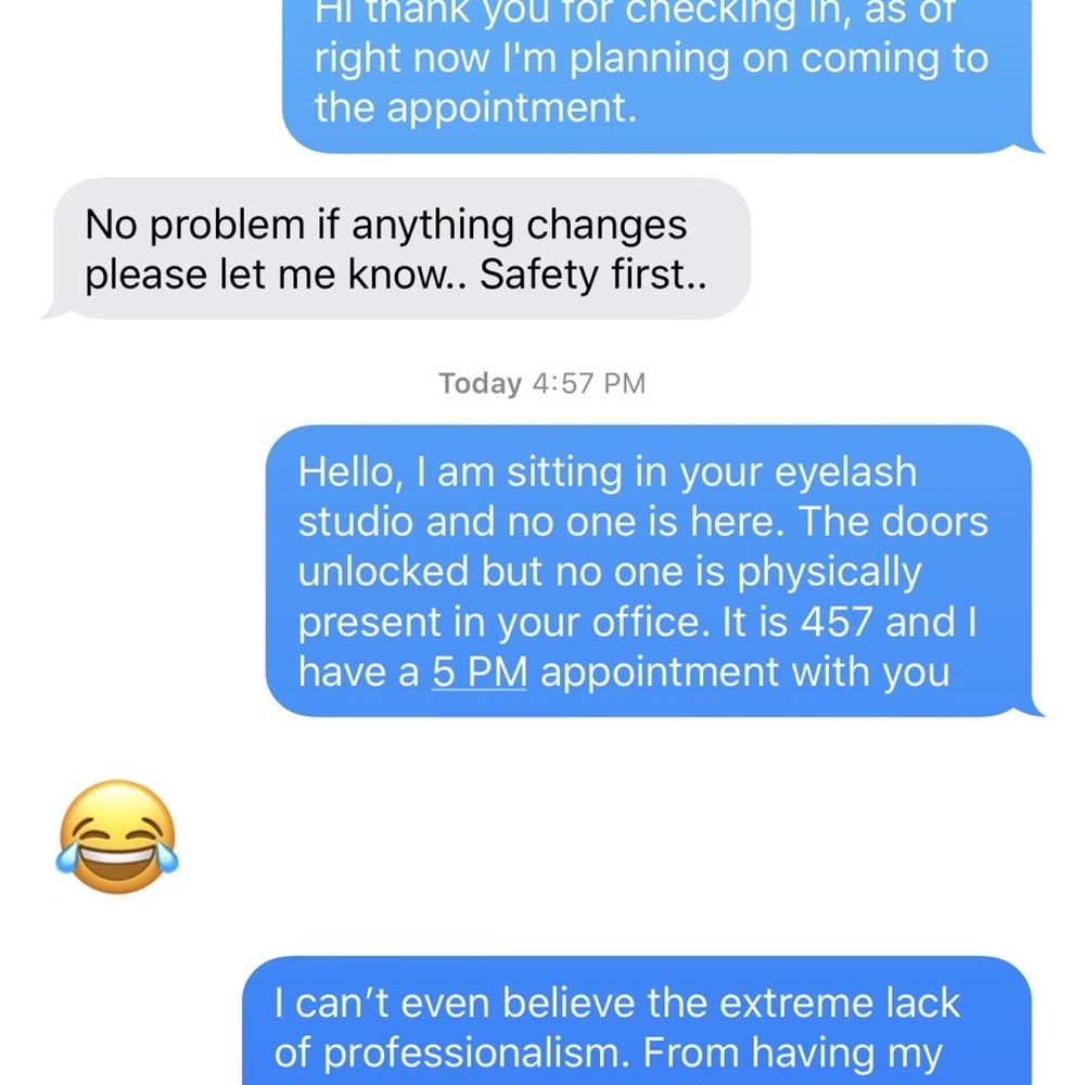 Wonderlash Studio - the text of me being laughed at. - Eyelash Service Near Me - Jersey City, New Jersey Wonderlash Studio - the text of me being laughed at. - Eyelash Service Near Me - Jersey City, New Jersey