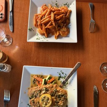 Mama Mia 44SW - Top: Penne Alla Vodka with shrimp and chicken Bottom: Chicken Francese - Seafood Near Me - New York, New York Mama Mia 44SW - Top: Penne Alla Vodka with shrimp and chicken Bottom: Chicken Francese - Seafood Near Me - New York, New York