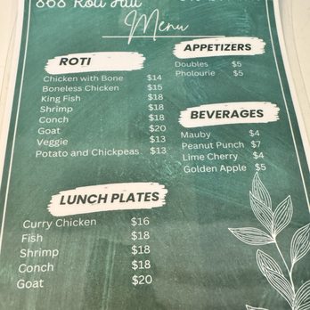 868 Roti Hut - Menu - Trinidadian Near Me - Christiansted, Virgin Islands