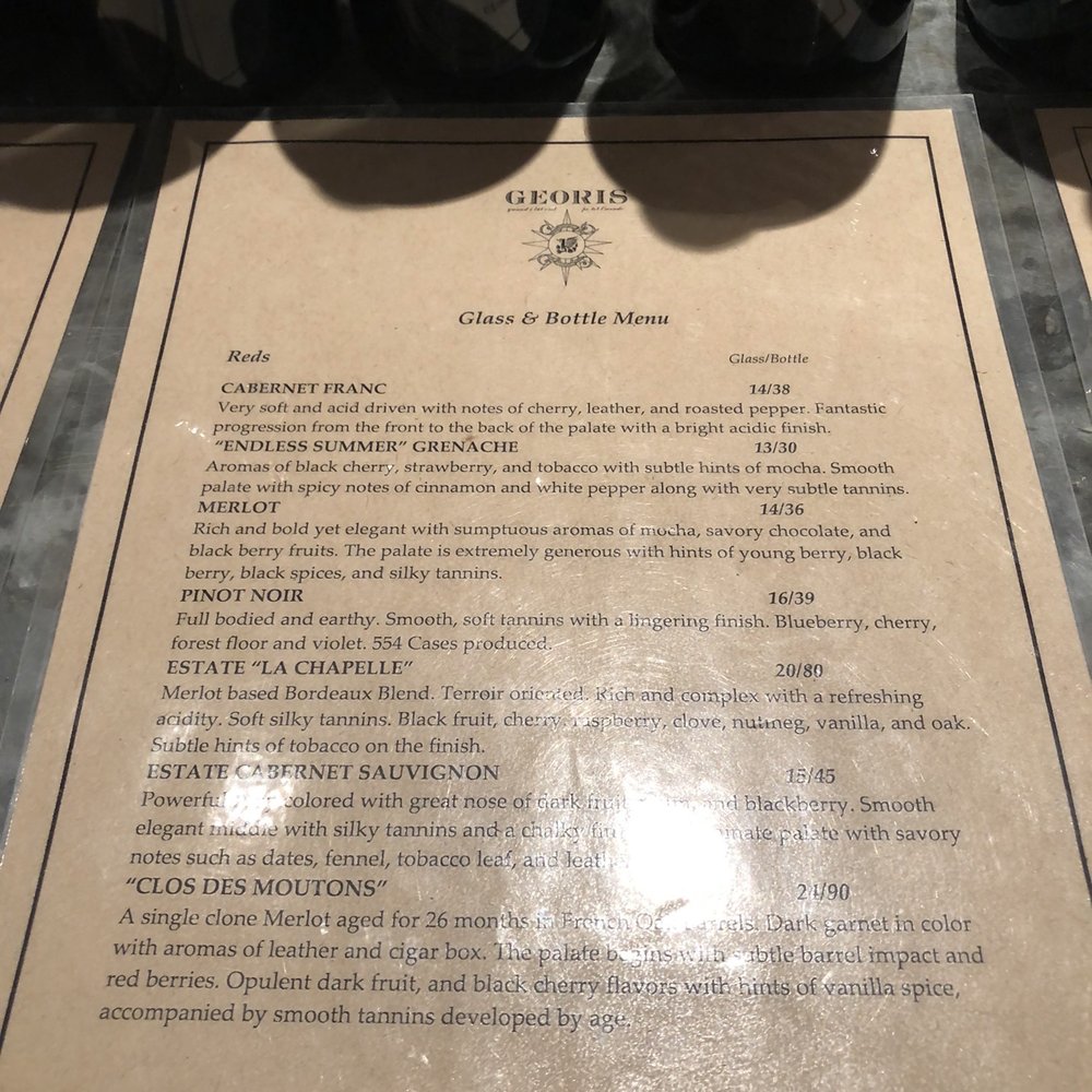 Georis Winery - Menu - Wineries Near Me - Carmel Valley, California Georis Winery - Menu - Wineries Near Me - Carmel Valley, California