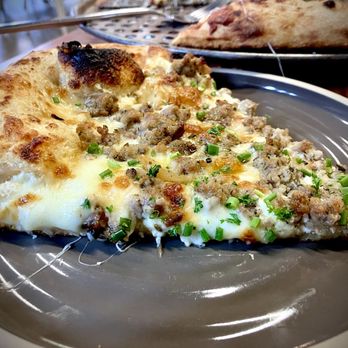 Pizza Grace - White pizza with sausage added. Great!! - Pizza Near Me - Birmingham, Alabama Pizza Grace - White pizza with sausage added. Great!! - Pizza Near Me - Birmingham, Alabama
