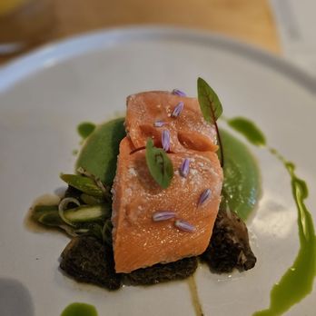 Mink - King salmon with morel and ramps - Seafood Near Me - Detroit, Michigan Mink - King salmon with morel and ramps - Seafood Near Me - Detroit, Michigan
