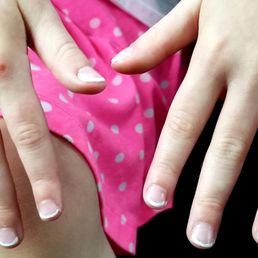The most adorable 6 year old gel nails of french tip!