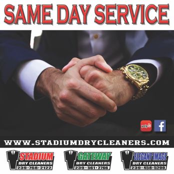 Stadium Dry Cleaners - Have and important event coming up? Drop your clothes off before 8:30am and we will have them back to you the same day. - Dry Cleaning Near Me - Fort Myers, Florida Stadium Dry Cleaners - Have and important event coming up? Drop your clothes off before 8:30am and we will have them back to you the same day. - Dry Cleaning Near Me - Fort Myers, Florida