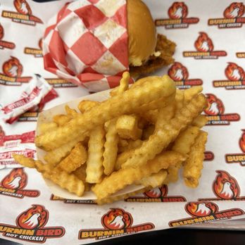 Burnin Bird Hot Chicken - Honey Butter chicken sandwich and fries - Chicken Shop Near Me - Washington, DC, District of Columbia
