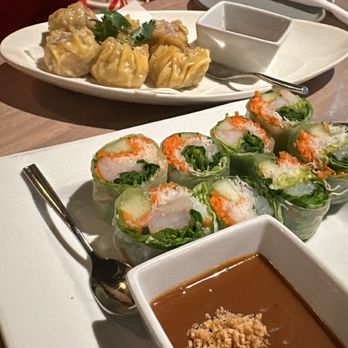 Ka Thai - Pork Dumplings and Summer Rolls with Peanut Sauce - Thai Near Me - Dallas, Texas