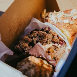 Flour Craft Bakery - Pear cake, mixed berry crumble bar and pumpkin muffin