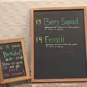 Icicles - Free ice cream on your birthday (with photo ID) & Two other flavors not on main menu! - Desserts Near Me - Pleasanton, California Icicles - Free ice cream on your birthday (with photo ID) & Two other flavors not on main menu! - Desserts Near Me - Pleasanton, California