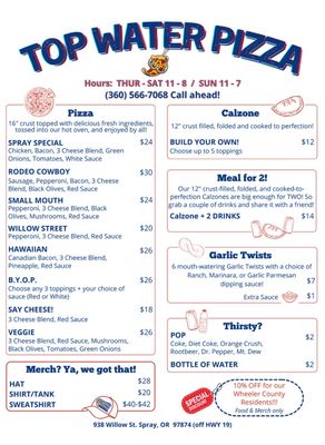 Menu photo 1 Topwater Pizza Spray, OR