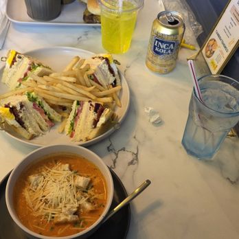 Two Spoons Peruvian Kitchen - Best Club Sandwich ever and a creamy tomato soup - Peruvian Near Me - Miami, Florida Two Spoons Peruvian Kitchen - Best Club Sandwich ever and a creamy tomato soup - Peruvian Near Me - Miami, Florida
