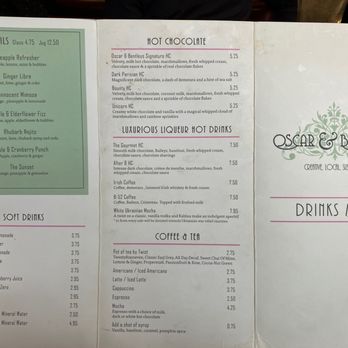 Oscar & Bentley's - Drinks Menu Sept 2023 - Cafes Near Me - Canterbury, KEN
