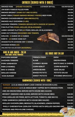 Menu photo 2 JimBob's Bar-B-Q Townsend, TN