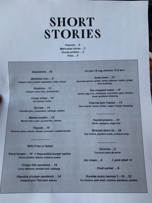 Menu photo 8 Short Stories New York, NY