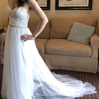 Savannah Tailoring - Wedding dress hemmed & bustled by Savannah. The bustle didn't hold all night but was easily fixed with a few pins. - Sewing & Alterations Near Me - Palo Alto, California Savannah Tailoring - Wedding dress hemmed & bustled by Savannah. The bustle didn't hold all night but was easily fixed with a few pins. - Sewing & Alterations Near Me - Palo Alto, California
