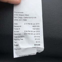 The Promenade At Pacific Beach - $10 for 23 minutes, this place is ridiculous and customer service on the phone was just as bad.