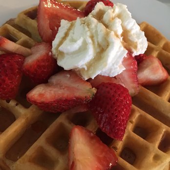 Off Street Cafe - Waffles and fresh strawberries (was not ripe).. had to pay 2.00 extra for bacon maple syrup so i passed on that.. - American Near Me - Cerritos, California Off Street Cafe - Waffles and fresh strawberries (was not ripe).. had to pay 2.00 extra for bacon maple syrup so i passed on that.. - American Near Me - Cerritos, California