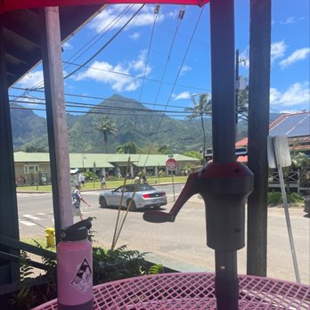 Wake Up Delicious - View from our picnic table outside the restaurant - Hawaiian Near Me - Hanalei, Hawaii Wake Up Delicious - View from our picnic table outside the restaurant - Hawaiian Near Me - Hanalei, Hawaii