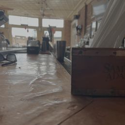 A shot of the metal topped bar.