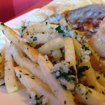 Pane E Vino - Chicken Parmesan sandwich with OMG truffle fries - Italian Near Me - Covina, California Pane E Vino - Chicken Parmesan sandwich with OMG truffle fries - Italian Near Me - Covina, California