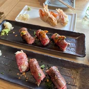 Sushi Taro - Regular wagyu nigiri, imperial nigiri (middle), and sweet shrimp nigiri - Sushi Bars Near Me - Washington, DC, District of Columbia Sushi Taro - Regular wagyu nigiri, imperial nigiri (middle), and sweet shrimp nigiri - Sushi Bars Near Me - Washington, DC, District of Columbia