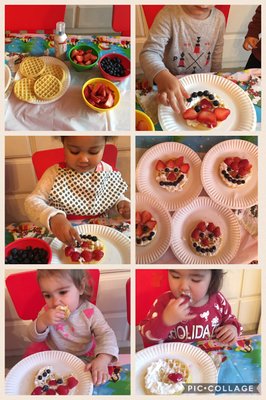 Home Cooked Meals - At Dali's Day Care we provide well balanced organic home-cooked meals and healthy snacks daily. All meals are served family style and children are encouraged to try new food and make good choices as teachers  role model healthy eating habits. We are trained by the state and follow strict nutritional guidelines. We strive to ensure that children get the best possible nutrients to help them grow up strong and healthy.
