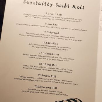 Ichiban Sushi - Specialty rolls menu - Sushi Bars Near Me - Edina, Minnesota