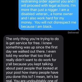 Hero's Pool & Spa - Josh used racial slurs and called me derogatory names because I informed him that the pool guy showed me there was no shocked added. - Pool Cleaners Near Me - Carbon Hill, Alabama Hero's Pool & Spa - Josh used racial slurs and called me derogatory names because I informed him that the pool guy showed me there was no shocked added. - Pool Cleaners Near Me - Carbon Hill, Alabama