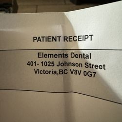 Elements Dental - My receipt photo.