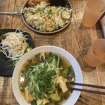 Soup Shop - Pho Veggie and Tofu (fried tofu) and sub veggie broth for beef broth. bf got Crispy Flavored Chicken with fried rice chicken was SO JUICY!! - Vietnamese Near Me - South Gate, California Soup Shop - Pho Veggie and Tofu (fried tofu) and sub veggie broth for beef broth. bf got Crispy Flavored Chicken with fried rice chicken was SO JUICY!! - Vietnamese Near Me - South Gate, California
