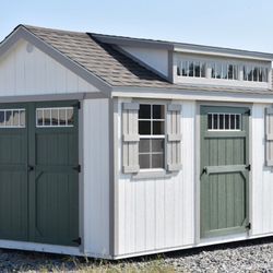 Berryville Portable Buildings - Derksen Utility with Transom Dormer Package
