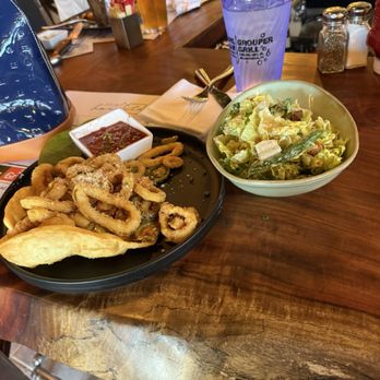 Square Grouper Bar & Grill - Calamari and Caesar salad,super tasty !!!! - Seafood Near Me - Cudjoe Key, Florida Square Grouper Bar & Grill - Calamari and Caesar salad,super tasty !!!! - Seafood Near Me - Cudjoe Key, Florida