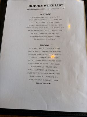 Menu photo 3 Brick's Placerville, CA