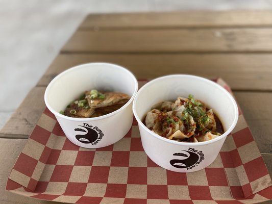 Photo of The Dumpling Lady - Charlotte, NC, US. Shrimp & Chicken Dumplings  Scallion Pancake