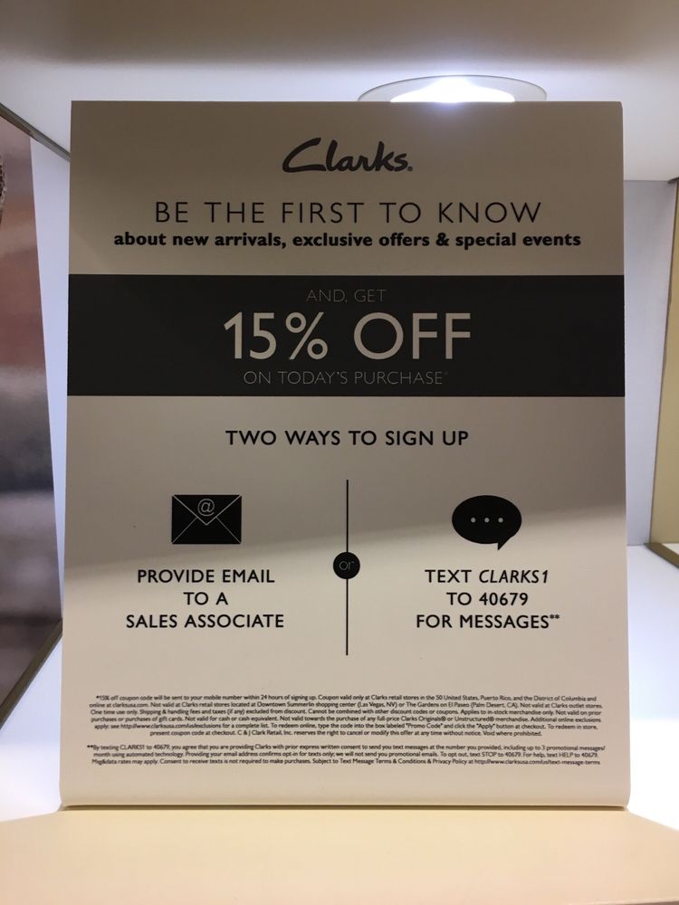 clarks 15 off email