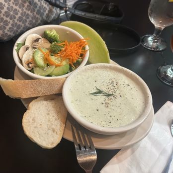 Gaulart & Maliclet - Cold Cucumber soup with side salad - French Near Me - Charleston, South Carolina Gaulart & Maliclet - Cold Cucumber soup with side salad - French Near Me - Charleston, South Carolina