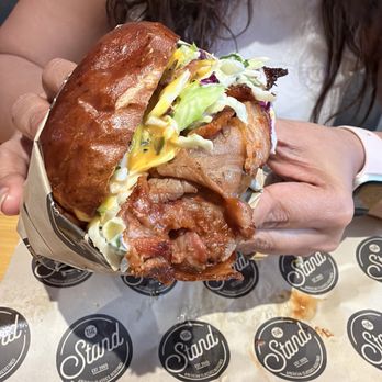 The Stand - American Classics Redefined - BBQ Brisket on a Pretzel Roll - New American Near Me - Santa Clara, California