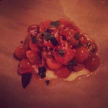 Bouche - Sungold Tomatoes, Fresh Cheese Curds, Quinoa, Thai Basil Golden Raisin Vinaigrette - French Near Me - San Francisco, California Bouche - Sungold Tomatoes, Fresh Cheese Curds, Quinoa, Thai Basil Golden Raisin Vinaigrette - French Near Me - San Francisco, California