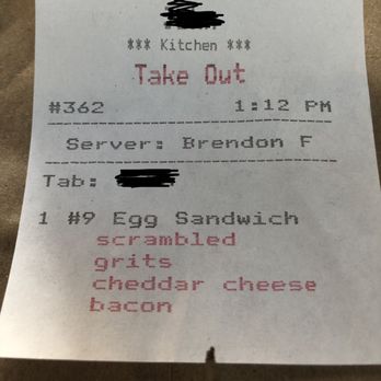 Benchwarmers Bagels And Coffee - Receipt - Sandwiches Near Me - Raleigh, North Carolina