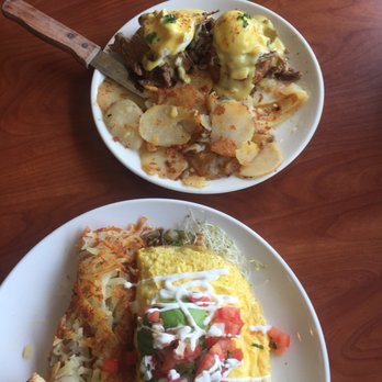 Broken Yolk Cafe - The pulled pork waffle Benedict and the mom omelette - Breakfast & Brunch Near Me - Oceanside, California Broken Yolk Cafe - The pulled pork waffle Benedict and the mom omelette - Breakfast & Brunch Near Me - Oceanside, California