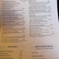 The Garage Diner - Lunch menu