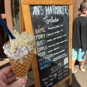 An's Hatmakers - Little Hat with Visor and Coppola Gelato - Gelato Near Me - Del Mar, California An's Hatmakers - Little Hat with Visor and Coppola Gelato - Gelato Near Me - Del Mar, California