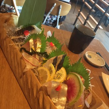 Yugo Restaurant - Catch of the day- shima Aji, Mejina and Tobiuo sashimi - Japanese Near Me - Vancouver, British Columbia