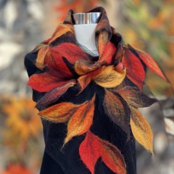 Alarte Silks - Felted shawl with matching pin. - Accessories Near Me - Vancouver, British Columbia Alarte Silks - Felted shawl with matching pin. - Accessories Near Me - Vancouver, British Columbia