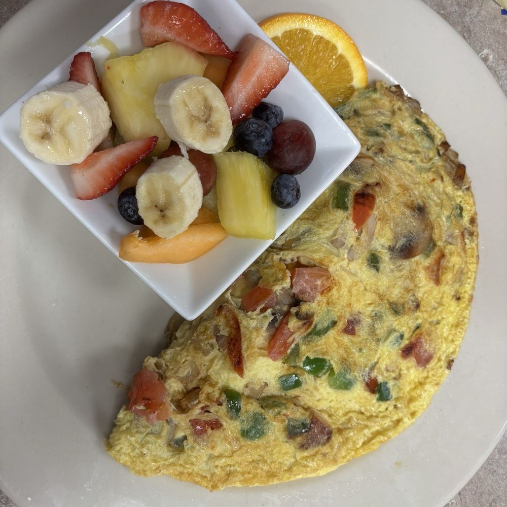 Benedict's - Vegetarian Omelet with fruit - American Near Me - Pinellas Park, Florida Benedict's - Vegetarian Omelet with fruit - American Near Me - Pinellas Park, Florida