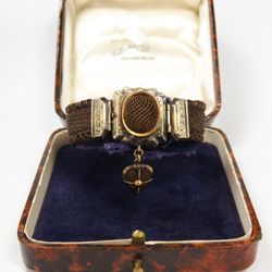 Magpie Vintage & Estate Jewelry - Rare antique Victorian plaited hair memorial bracelet with 14 karat gold findings.
