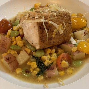 Tinderbox Kitchen - Butter fish with corn broth and sweet corn succotash - New American Near Me - Flagstaff, Arizona Tinderbox Kitchen - Butter fish with corn broth and sweet corn succotash - New American Near Me - Flagstaff, Arizona