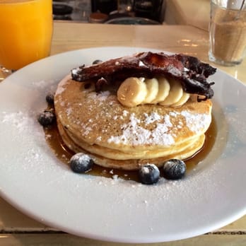 Bakers & Roasters - Bluberry Pancakes with Bacon on Top - Breakfast & Brunch Near Me - Amsterdam, New Hampshire