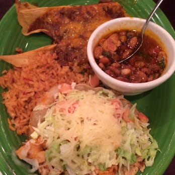 La Fiesta Restaurant & Cantina - Tamales and chicken puffy taco. Beans were fantastic. - Mexican Near Me - Waco, Texas