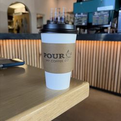 Hot black drip coffee