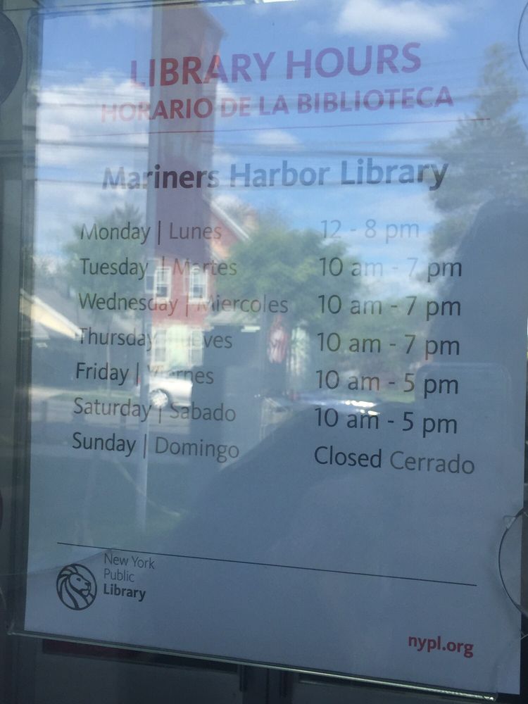 NEW YORK PUBLIC LIBRARYMARINERS HARBOR Updated June 2024 206 South